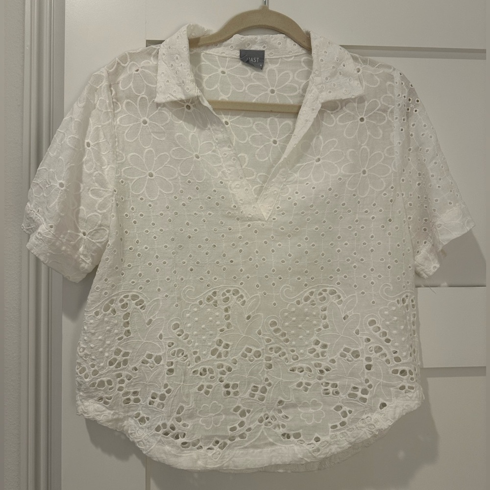 Coast by anthropology white eyelet top